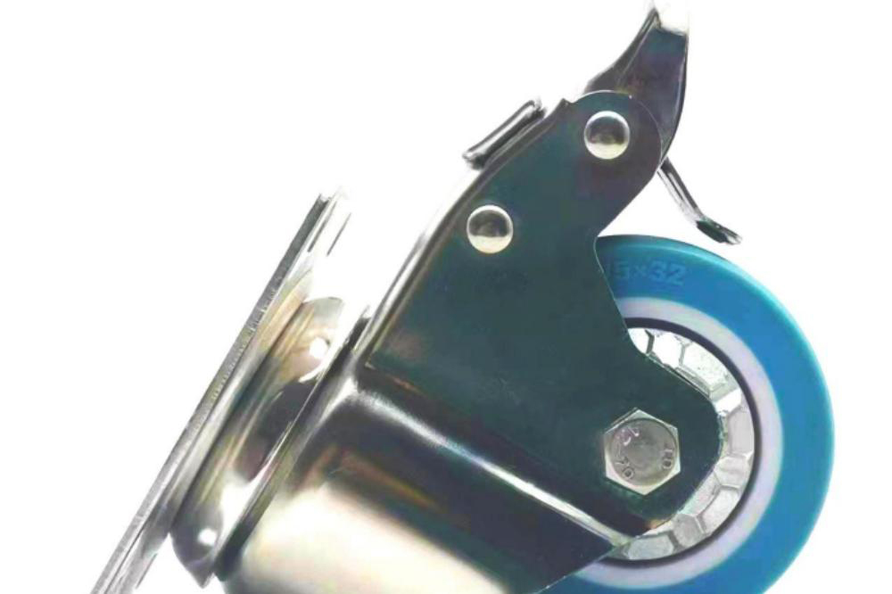 Blue TPU brake universal caster wheel