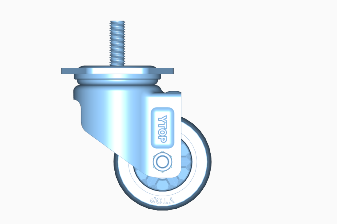 Silver threaded stem swivel caster showing overall height from mounting plane to wheel contact