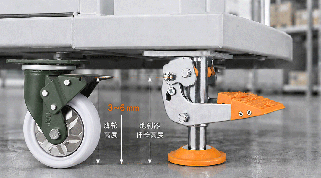 caster locking mechanism floor lock