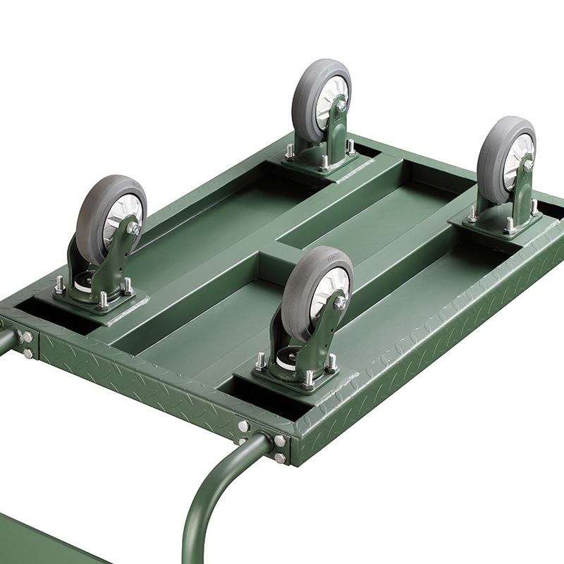 Casters mounted to hand truck frame through top plate bolts