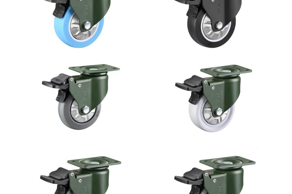 Caster mounting plate brake