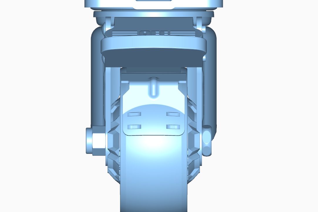 Caster wheel cross-section showing internal structural specifications